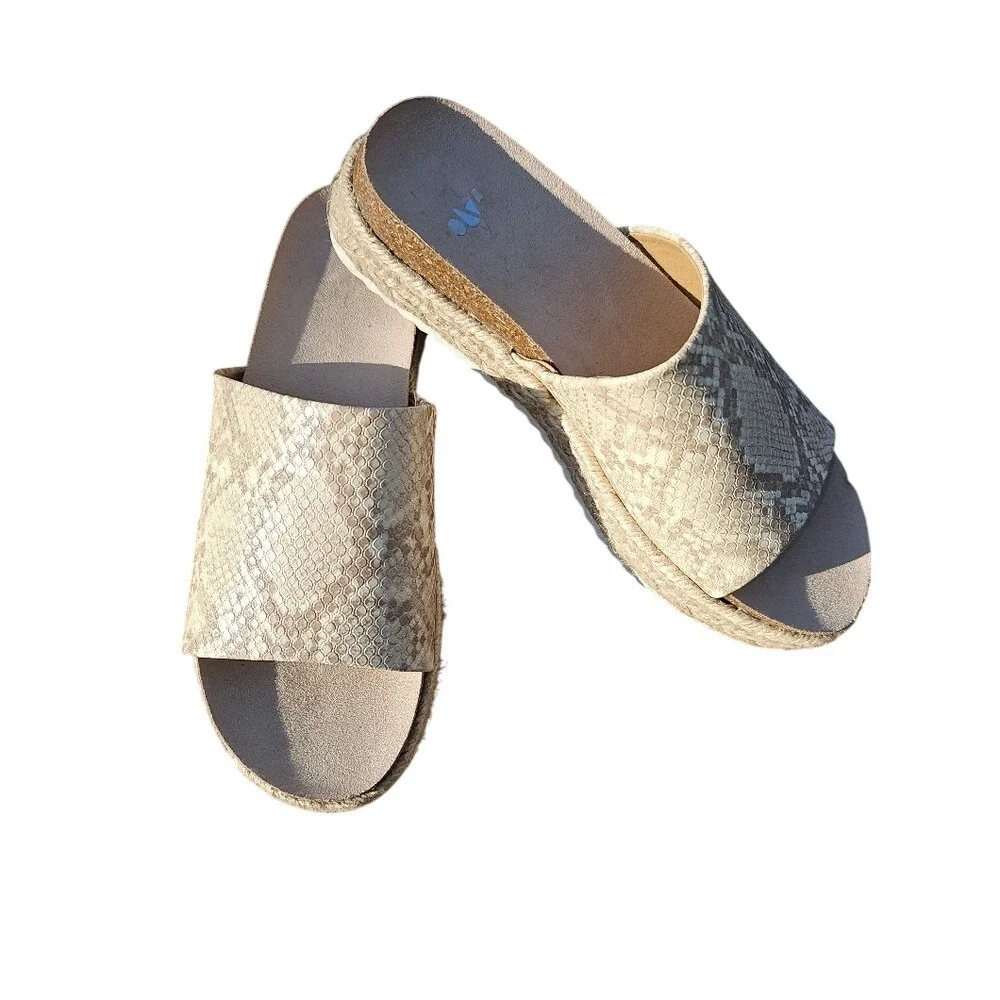 Dolce Vita Women's Neutral Color Snake Print Slide Espadrille Sandals Size 9